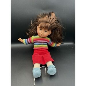 Corolle Les Poupees 14" Rainbow Stripe Toddler Doll Brown Hair Blue Eyes